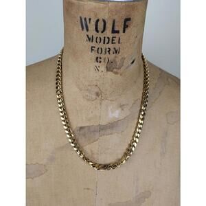 1980's gold plated curb chain tbar necklace